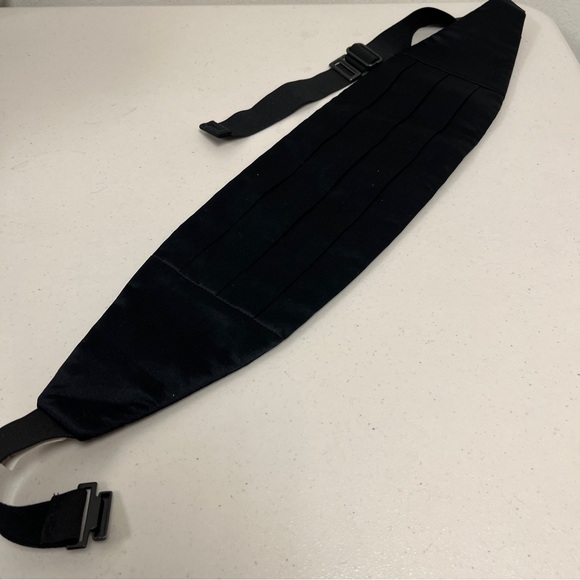 Lord West silk cummerbund black pleated one size - Picture 2 of 5
